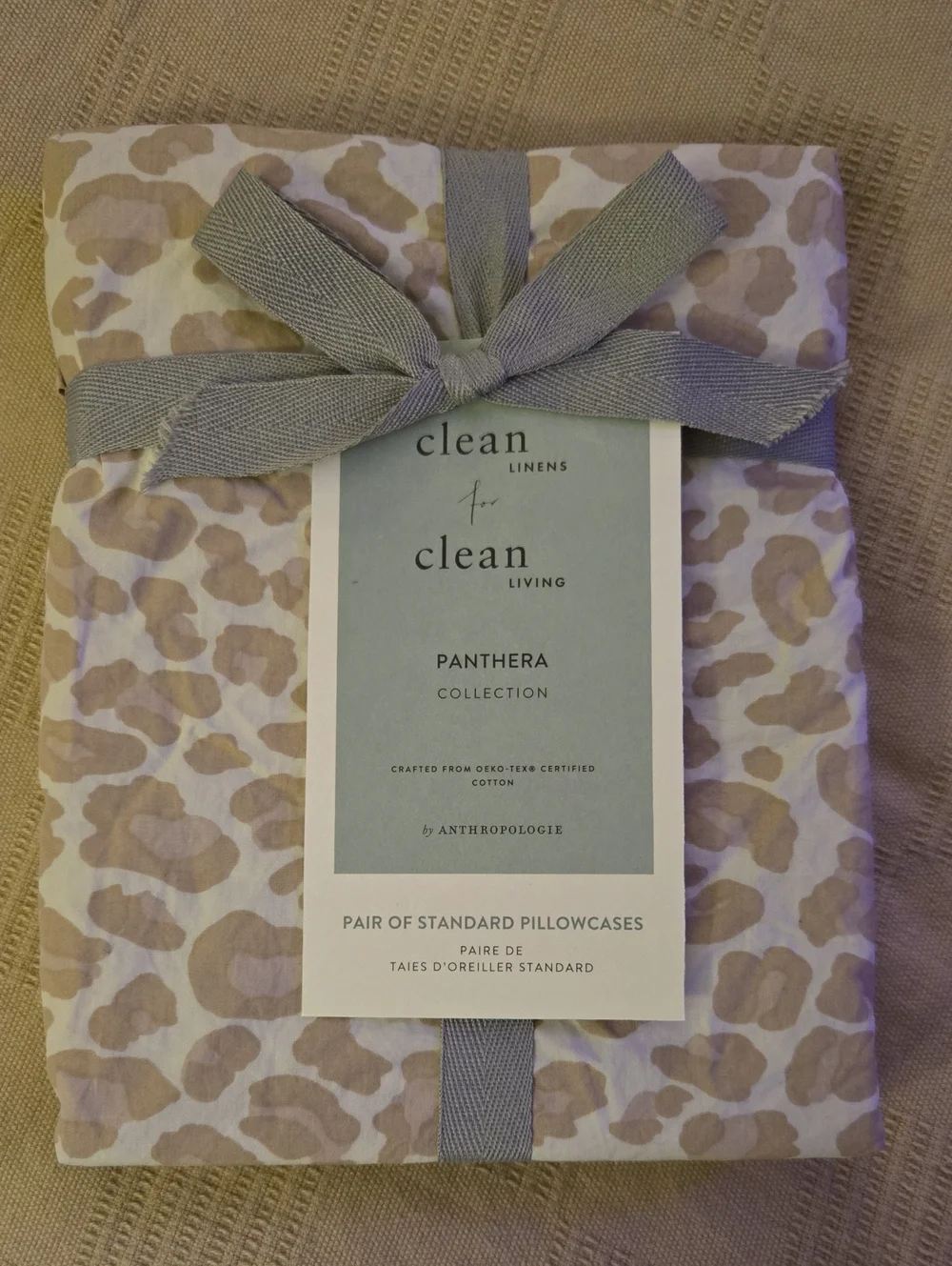 Anthropologie 100% Organic Cotton Leopard Print Pillowcases